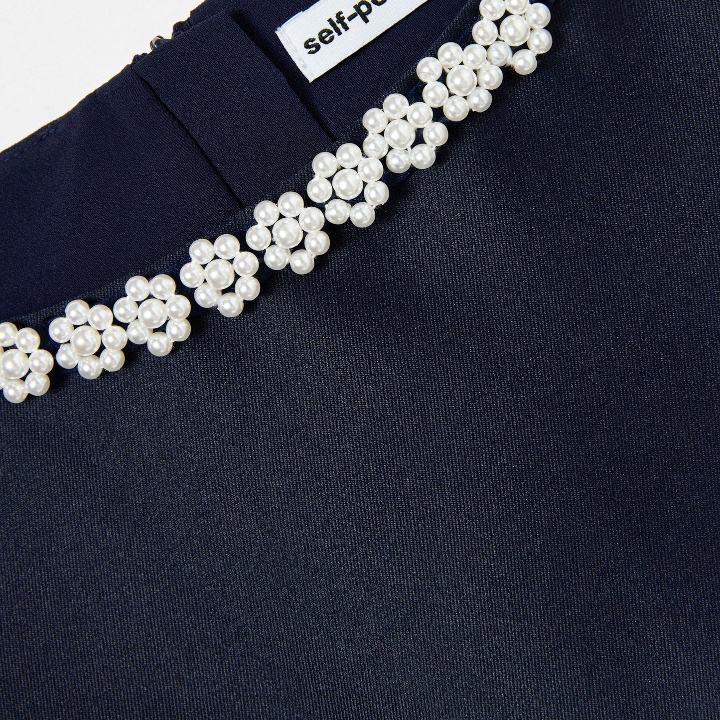 Navy Flower Scallop Taffeta Dress