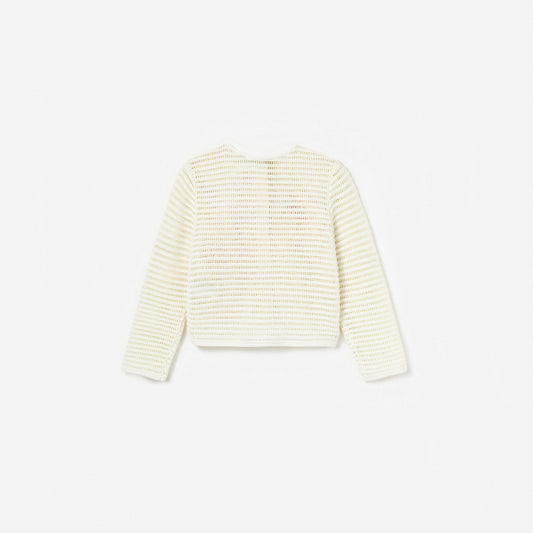 Cream Flower Knitted Cardigan