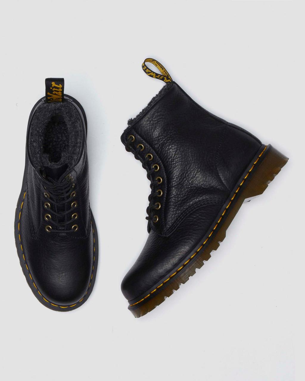 1460 Faux Fur Lined Grizzly Leather Lace Up Boots