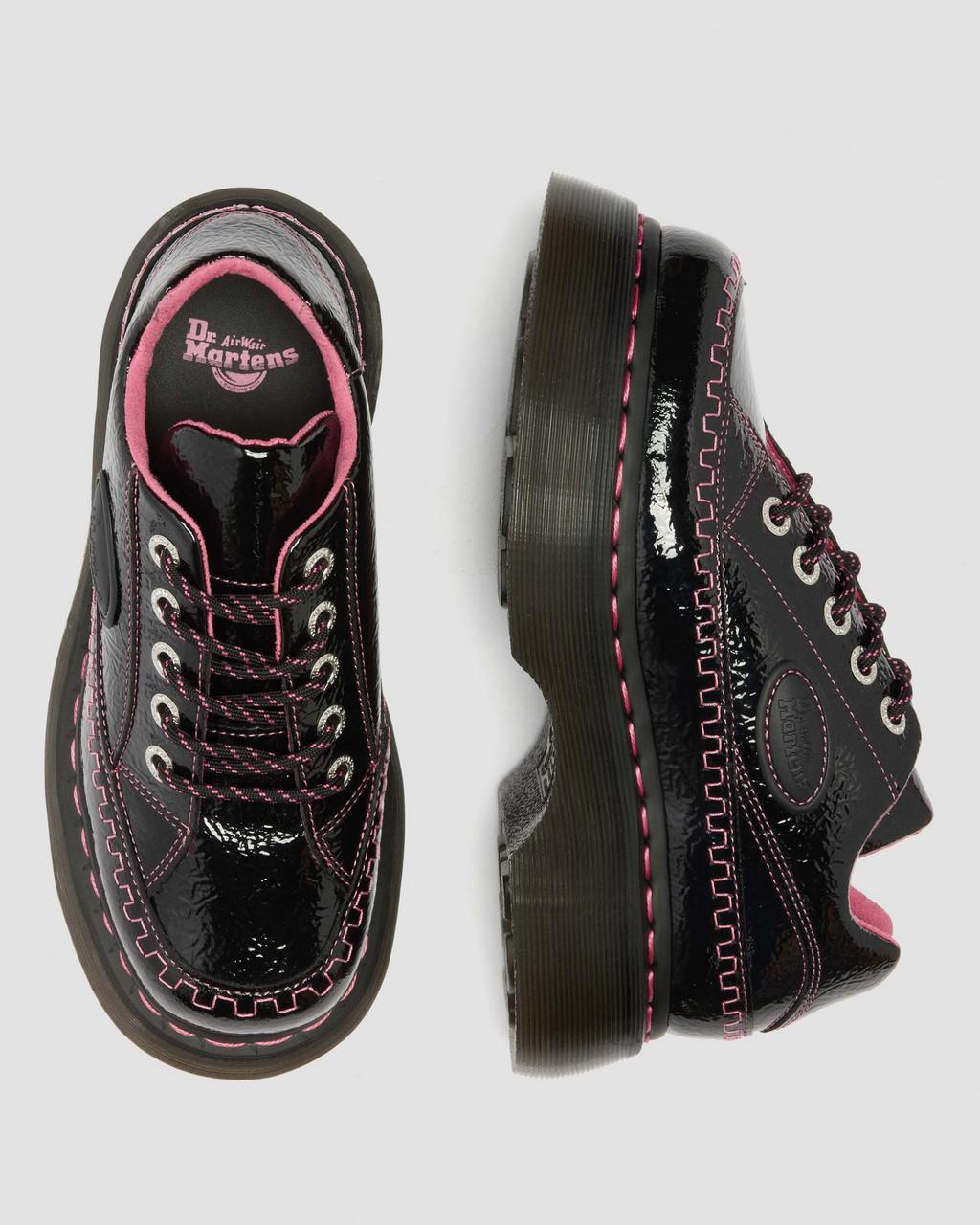 Buzz 5-Eye Distressed Patent Leather Shoes