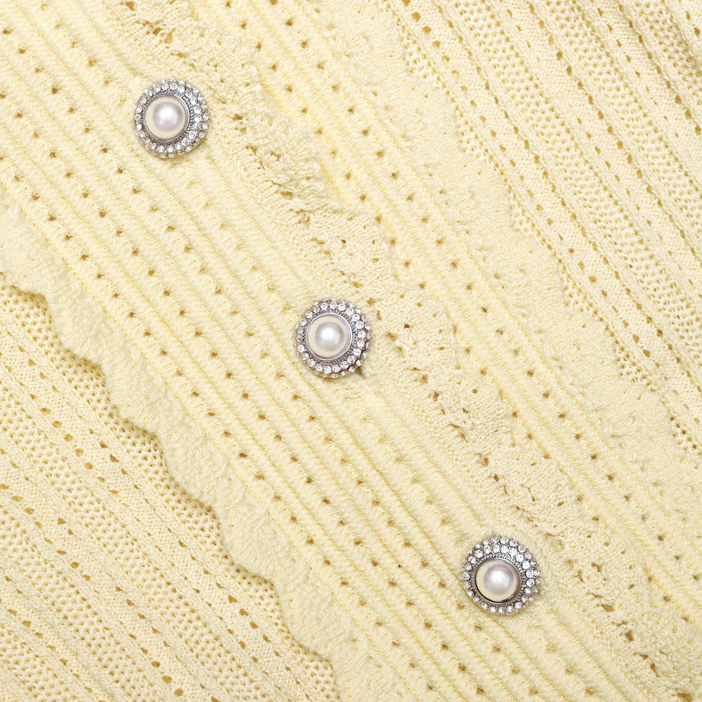 Yellow Pointelle Peplum Knit Mini Dress