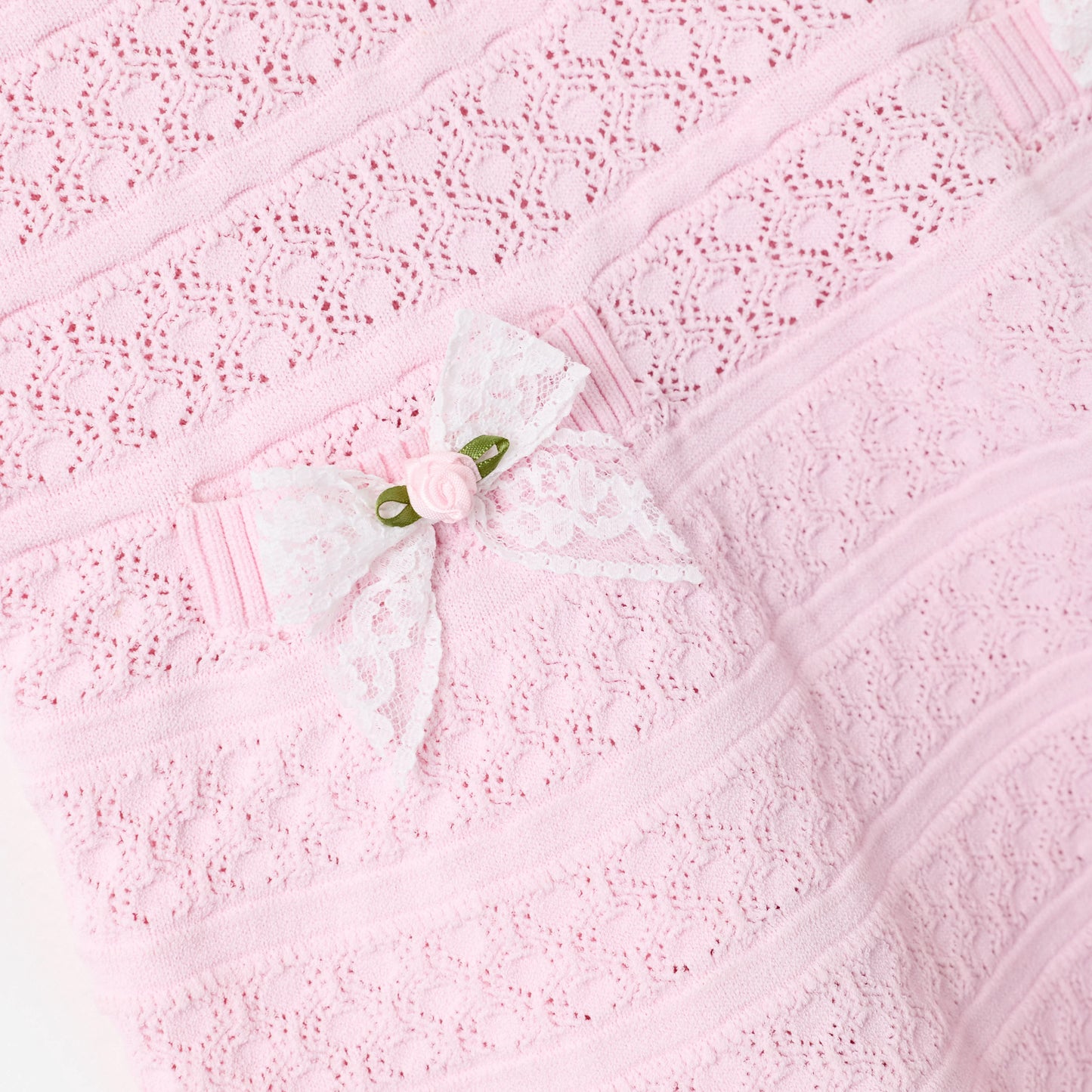 Pink Lace Bow Knit Dress
