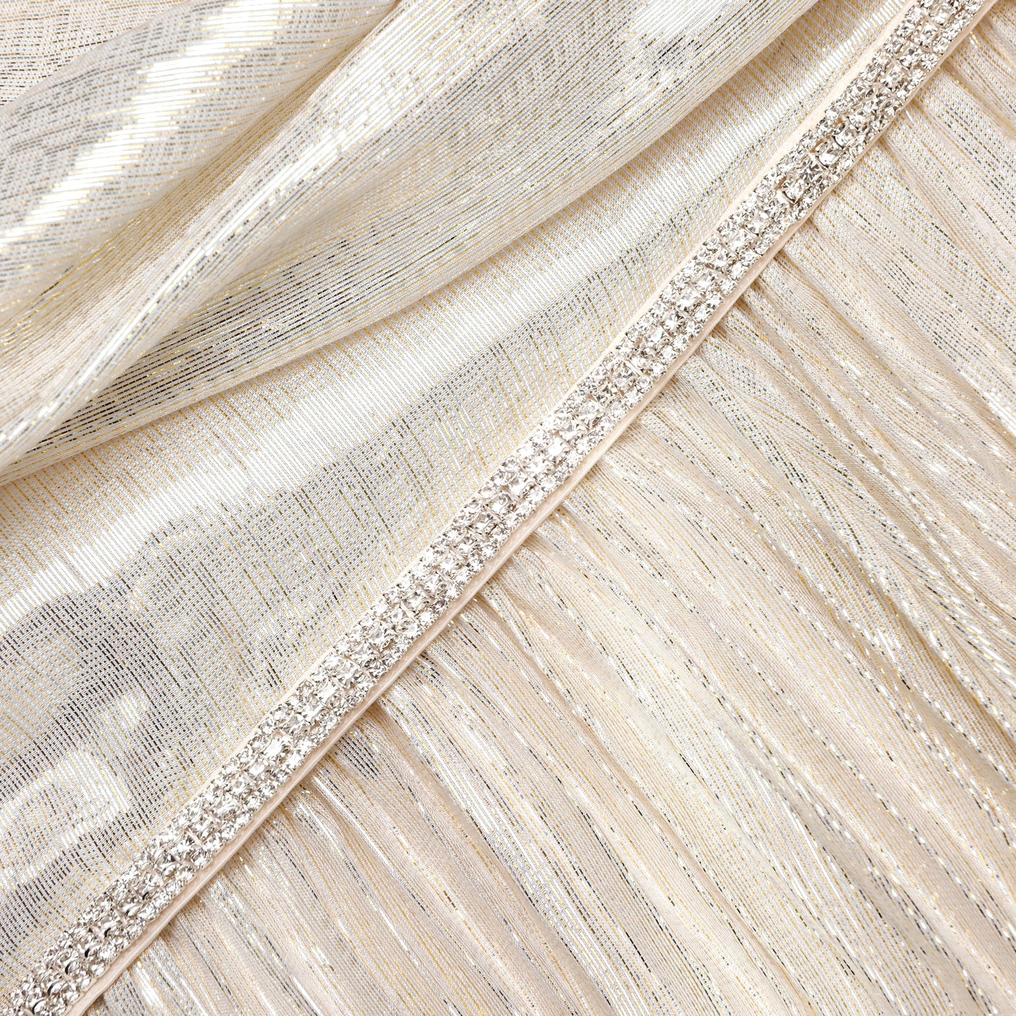 Champagne Metallic Chiffon Maxi Dress