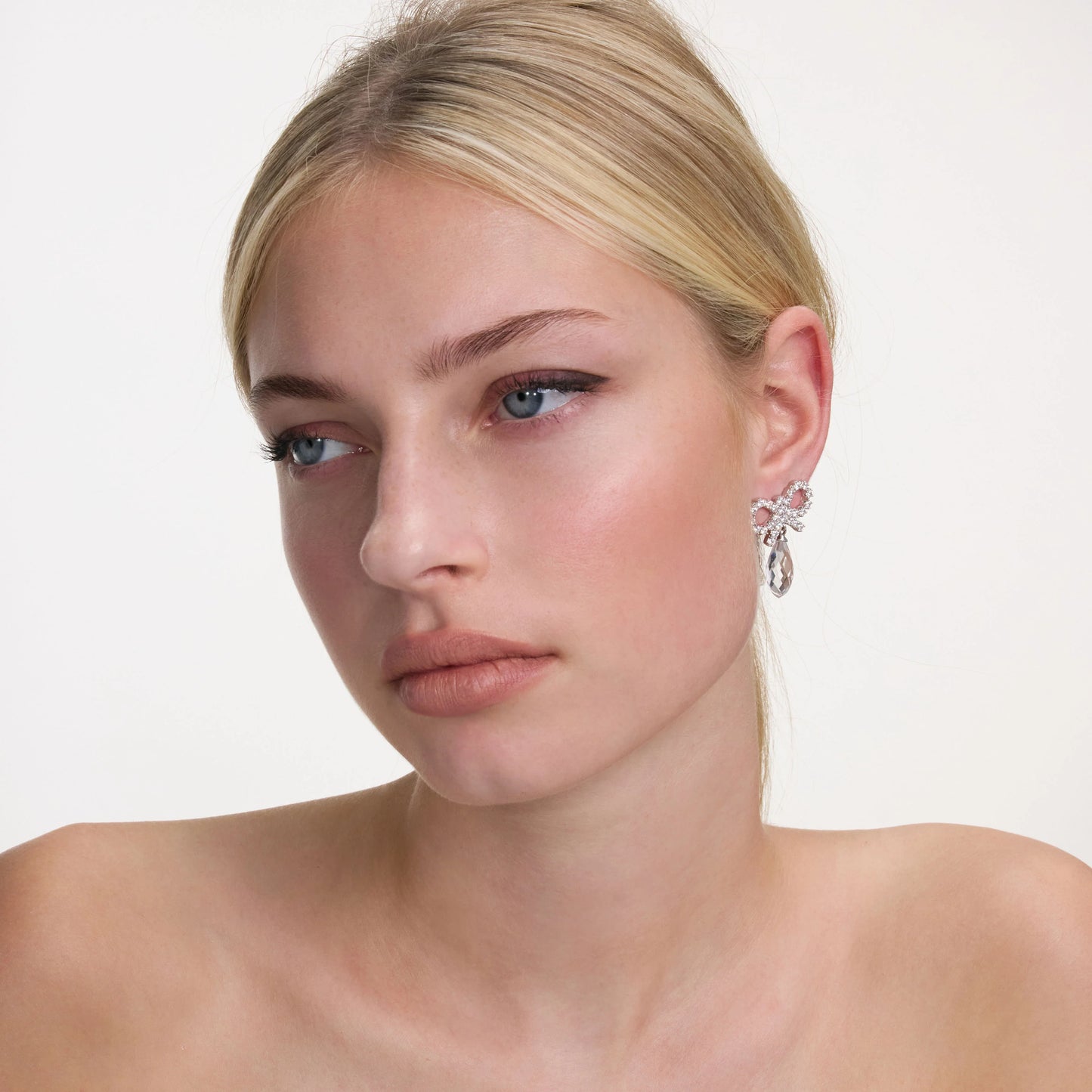 Bow Crystal Droplet Earrings