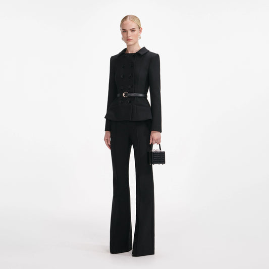 Black Wool Double Breasted Jumpsuit