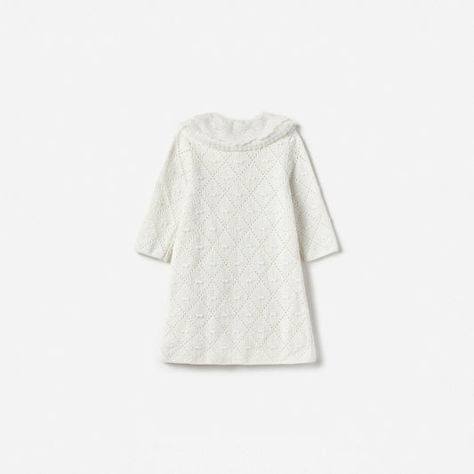 White Pointelle Knit Dress