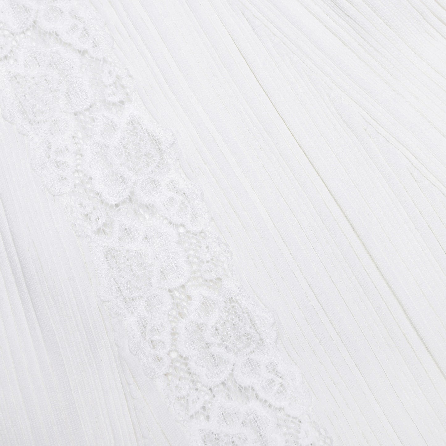 White Knit Lace Insert Midi Dress