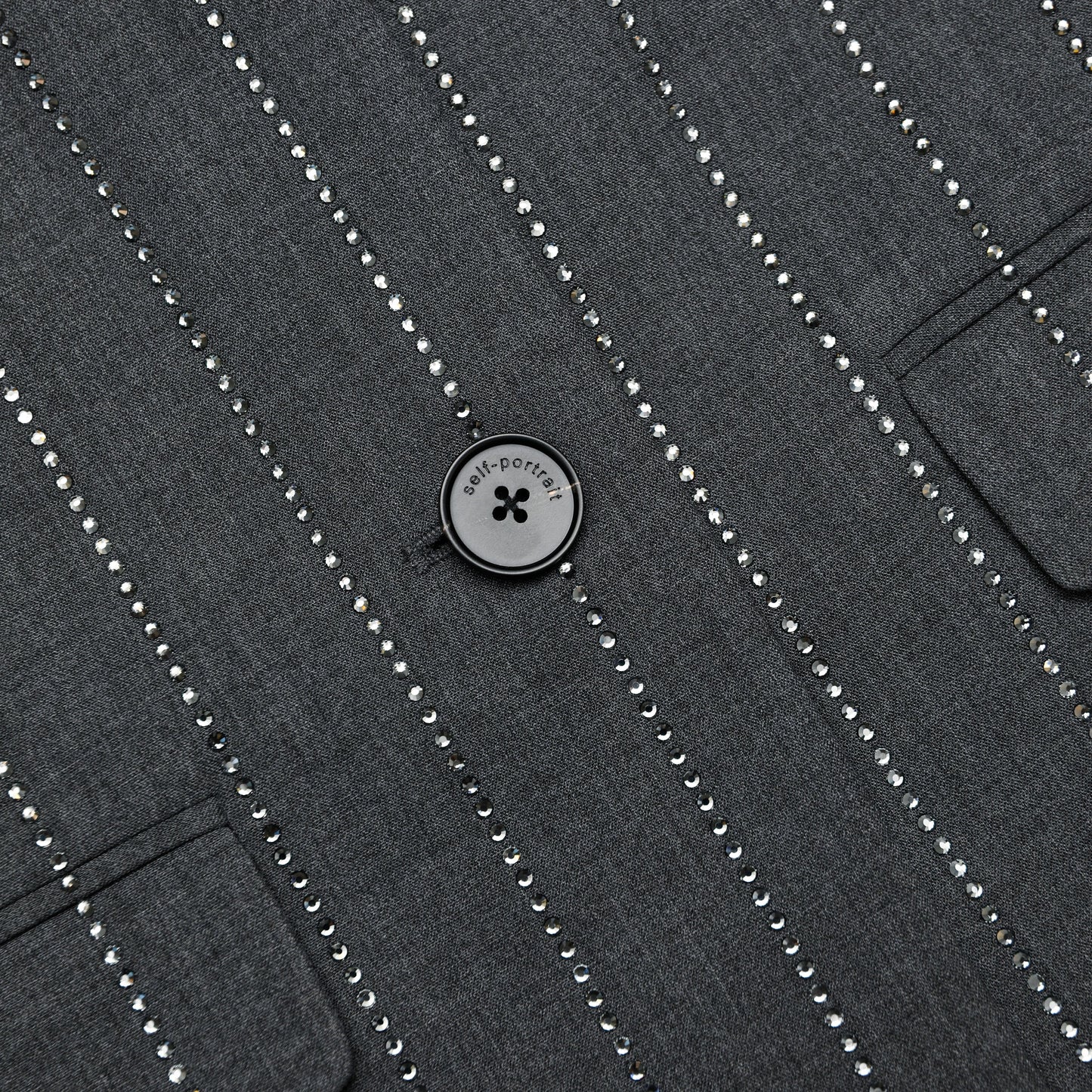 Grey Rhinestone Pinstripe Blazer