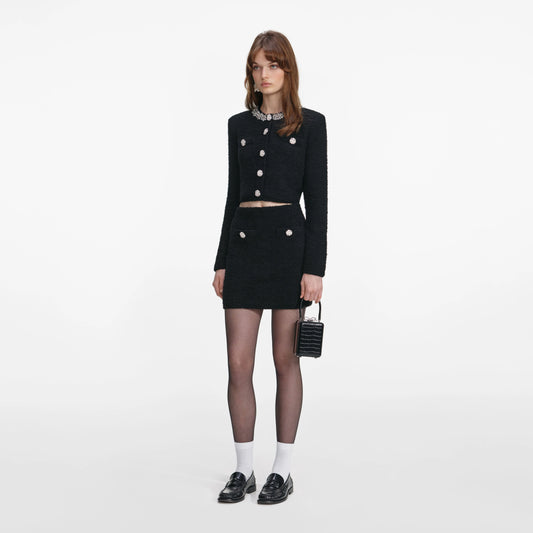 Black Knit Mini Skirt