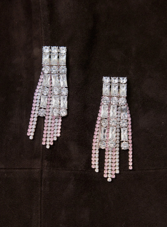 Crystal Pink Droplet Earrings