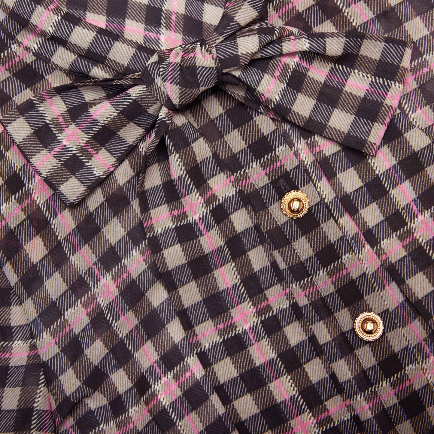 Brown Check Chiffon Blouse