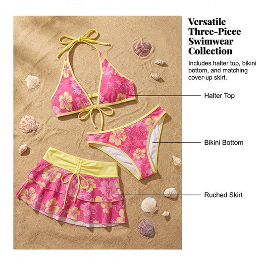 3-Piece Tropical Bikini Set--Add to cart and get 50% off instantly.