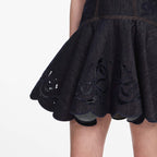 Indigo Denim Bow Embroidered Mini Dress