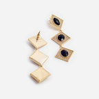 Gold Crystal Black Tiered Earrings