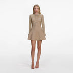 Gold Crystal Trim Knit Mini Dress