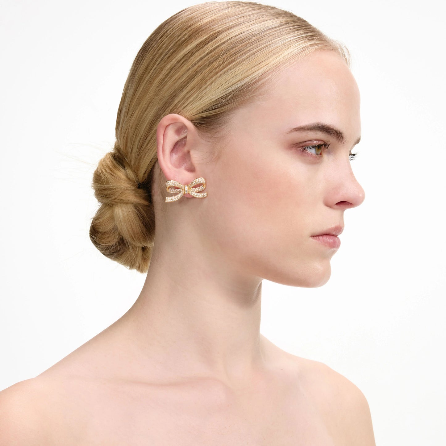 Gold Crystal Bow Earrings