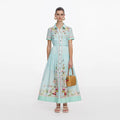 Mint Floral Organza Midi Dress