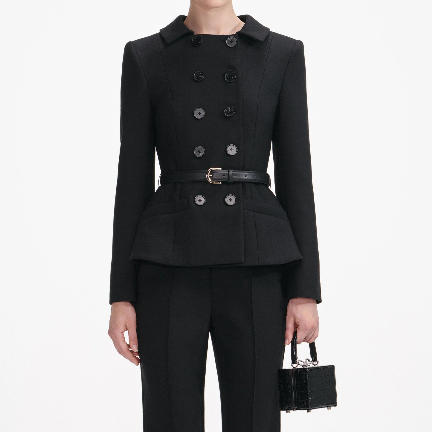 Black Wool Double Breasted Jumpsuit