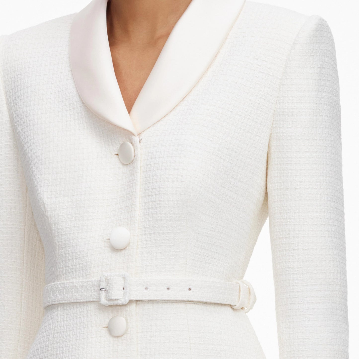 Cream Boucle Tailored Mini Dress