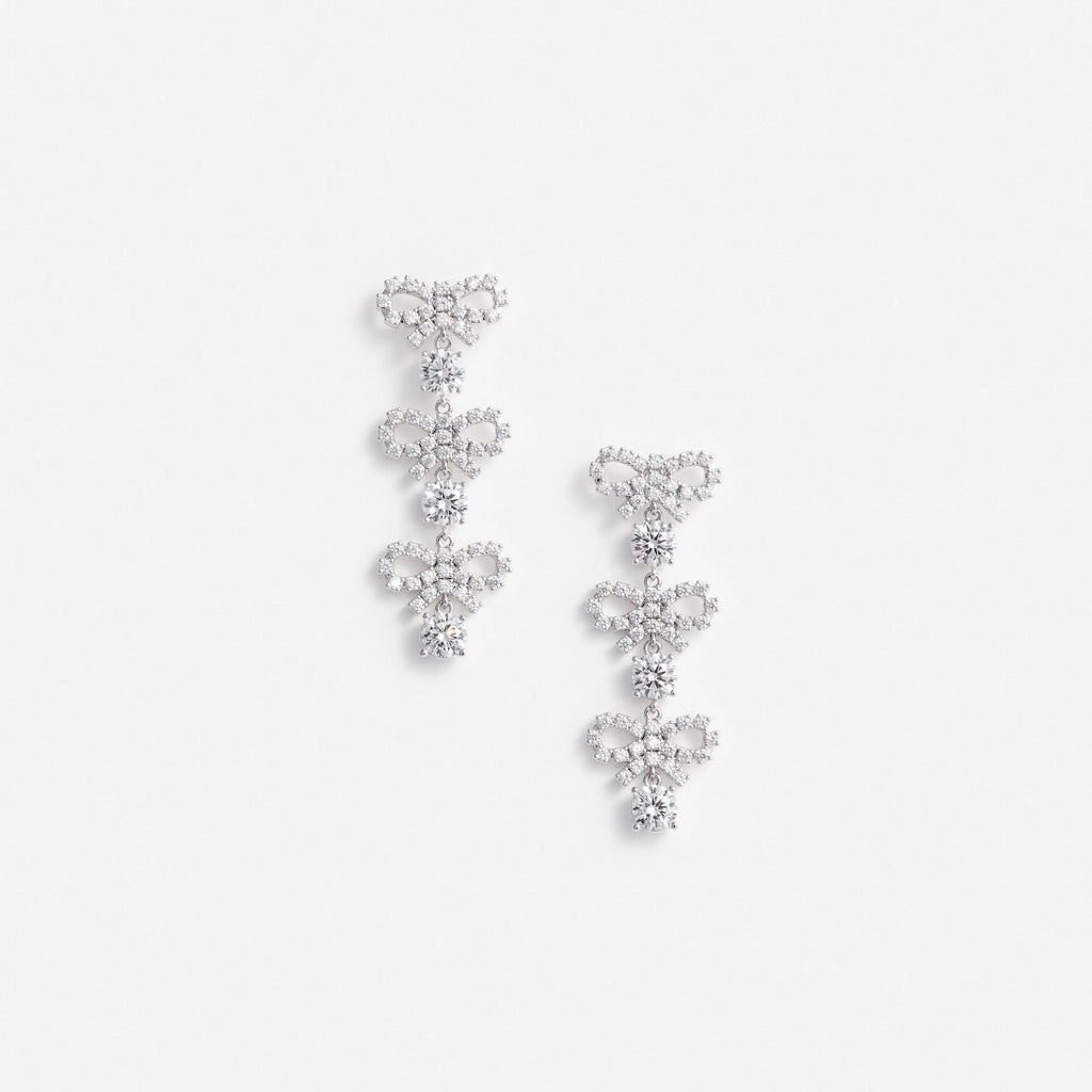 Micro Bow Crystal Tiered Earrings