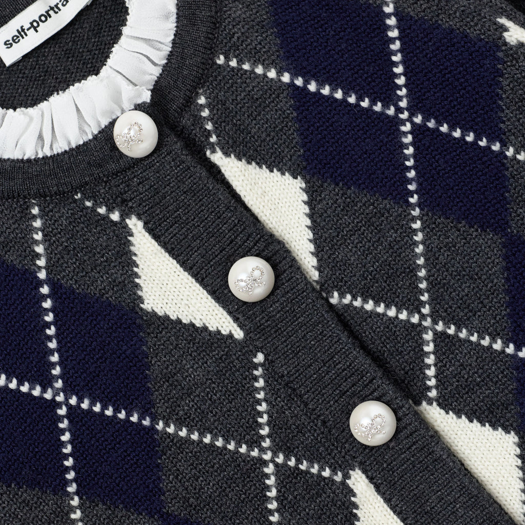 Grey Argyle Knit Dress
