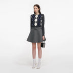 Grey Argyle Crystal Trim Jumper