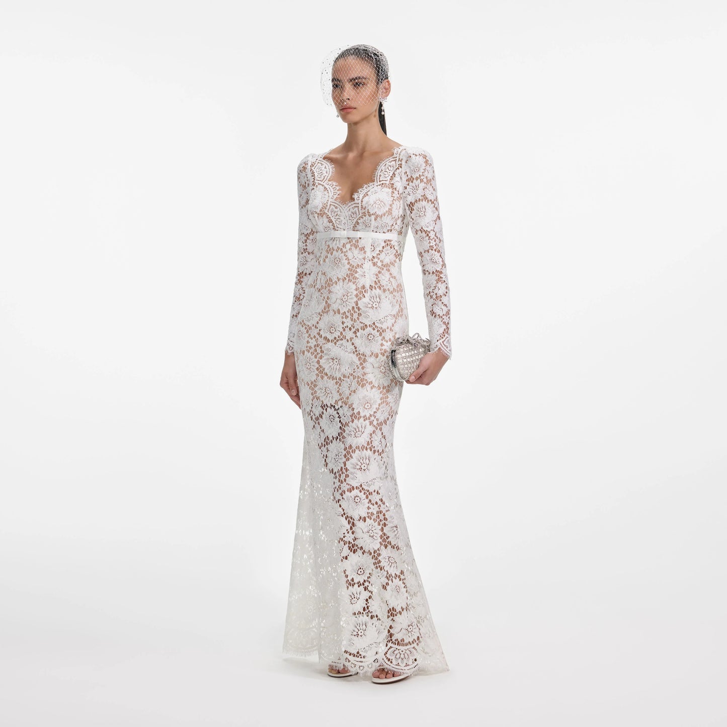 White Floral Lace Maxi Dress