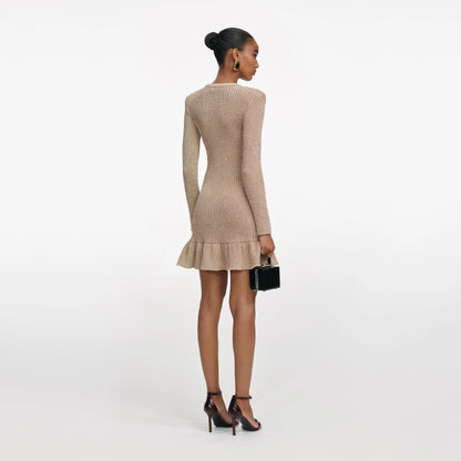 Gold Lurex Knit Mini Dress