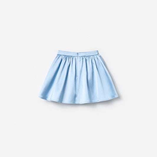 Blue Satin Sequin Flower Skirt