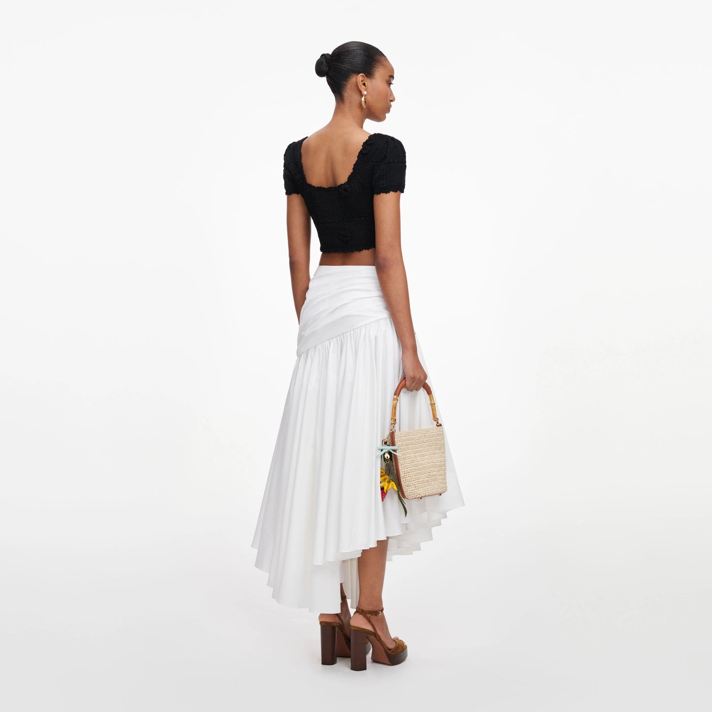 Black Crochet Knit Crop Top