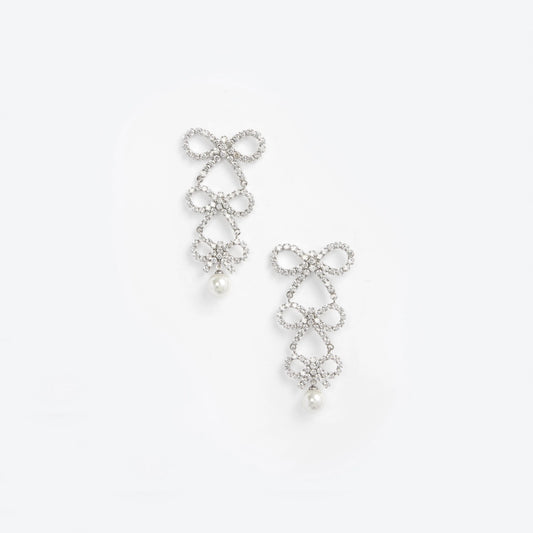 Tiered Crystal Bow Earrings