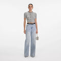 Grey Embellished Trim Knit Top