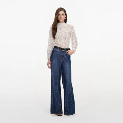Rhinestone Stripe Denim Jeans