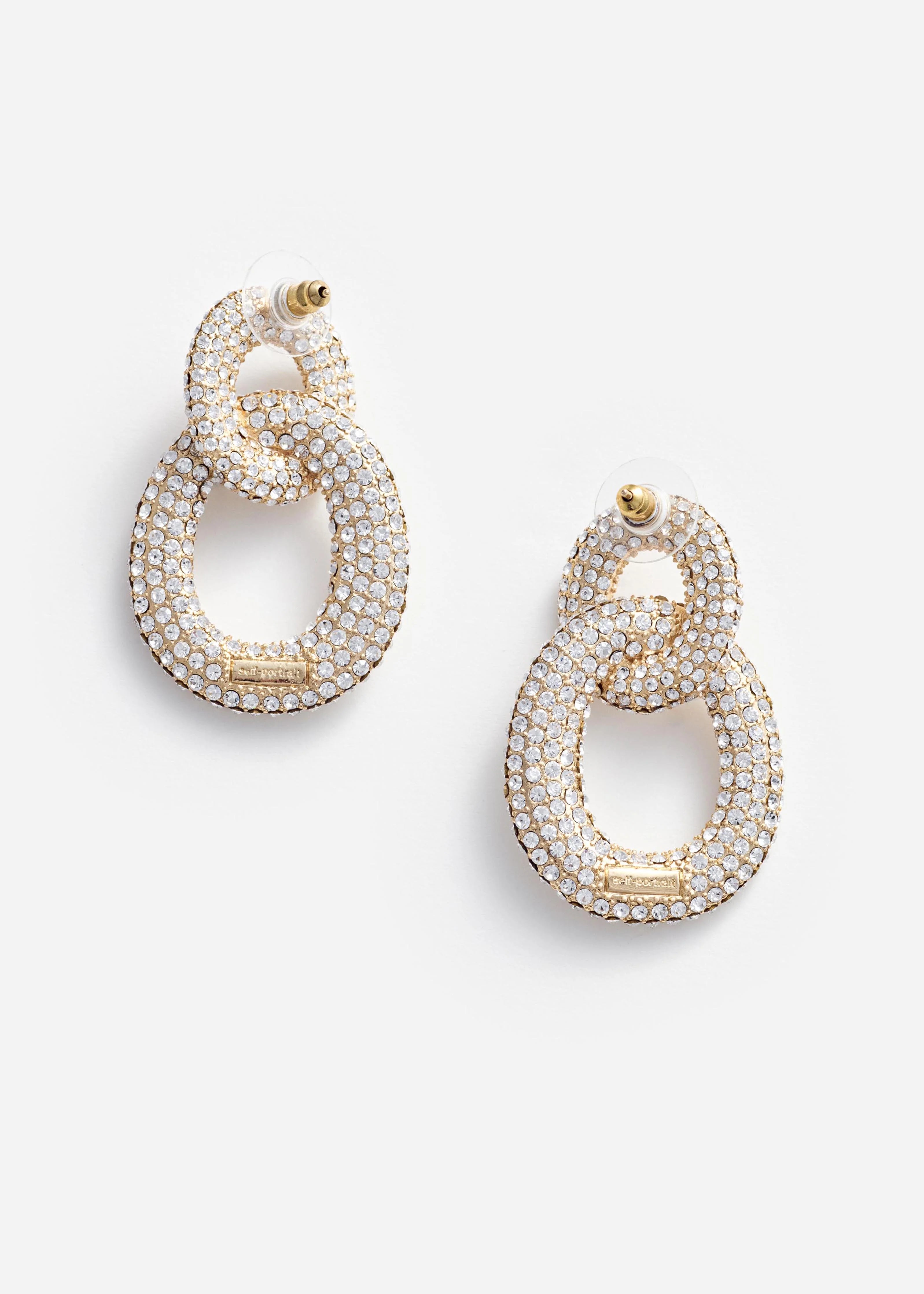 Gold Crystal Link Earrings