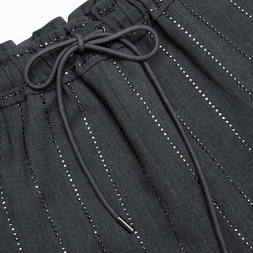 Grey Rhinestone Pinstripe Trousers