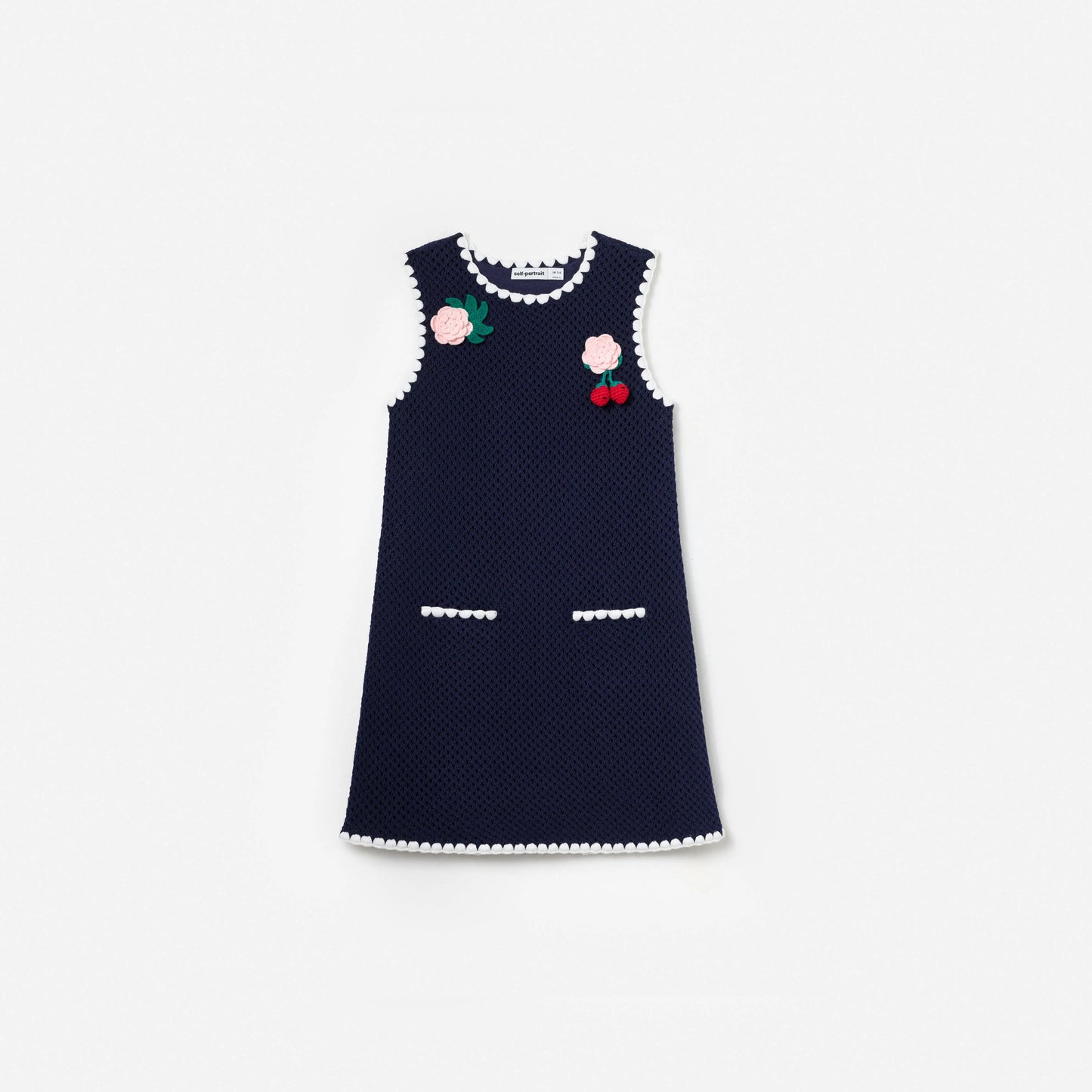 Navy Crochet Knitted Dress