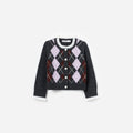 Grey Argyle Embellished Cardigan