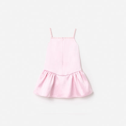 Pink Crepe Sequin Flower Dress