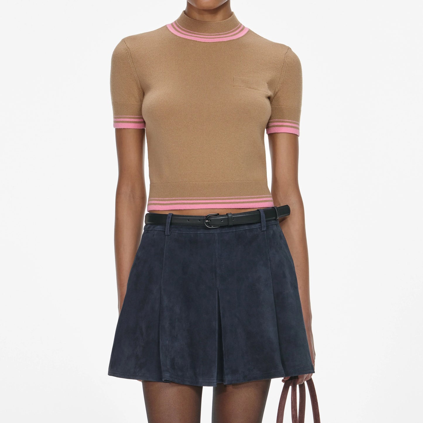 Navy Suede Mini Skirt