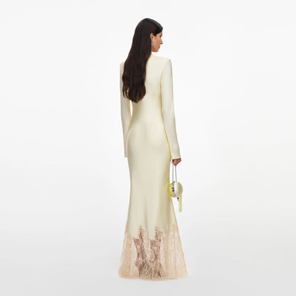 Yellow Viscose Lace Maxi Dress