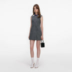 Grey Herringbone Scarf Detail Mini Dress