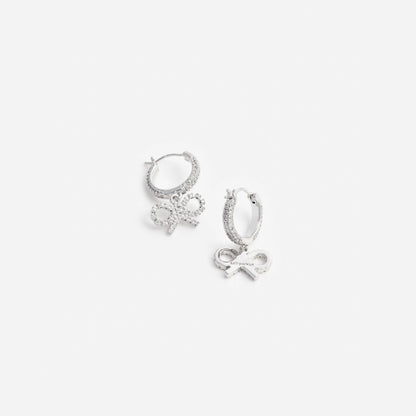 Crystal Bow Hoop Earrings