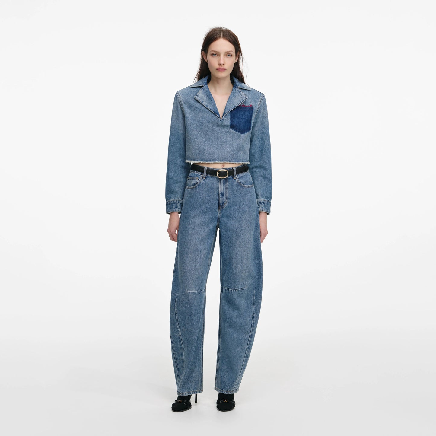 Cropped Denim Shirt