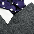 Grey Herringbone Scarf Detail Mini Dress