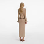 Gold Crystal Trim Knit Midi Dress