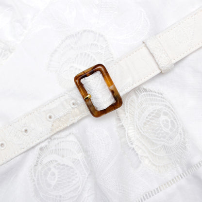 White Linen Blend Peplum Top