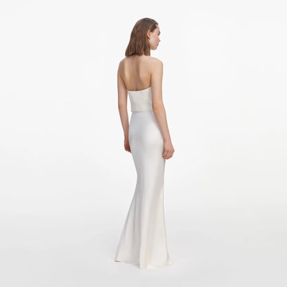 Cream Linen Blend Satin Maxi Dress