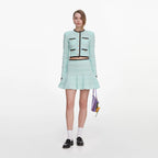 Mint Pointelle Knit Mini Skirt