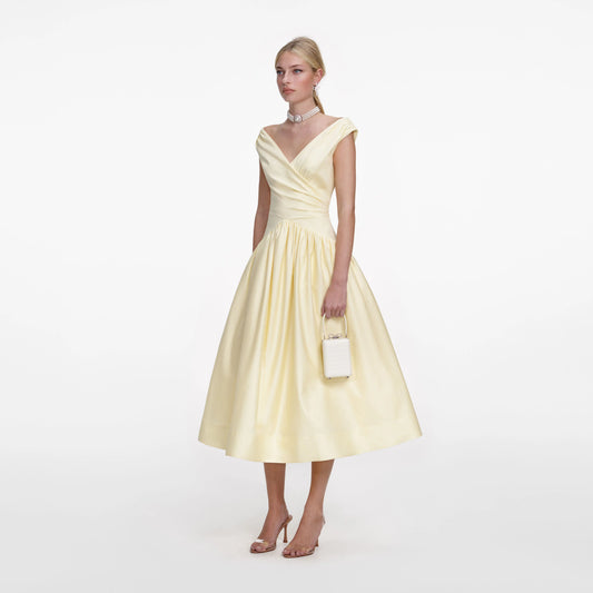 Yellow Cotton Midi Dress