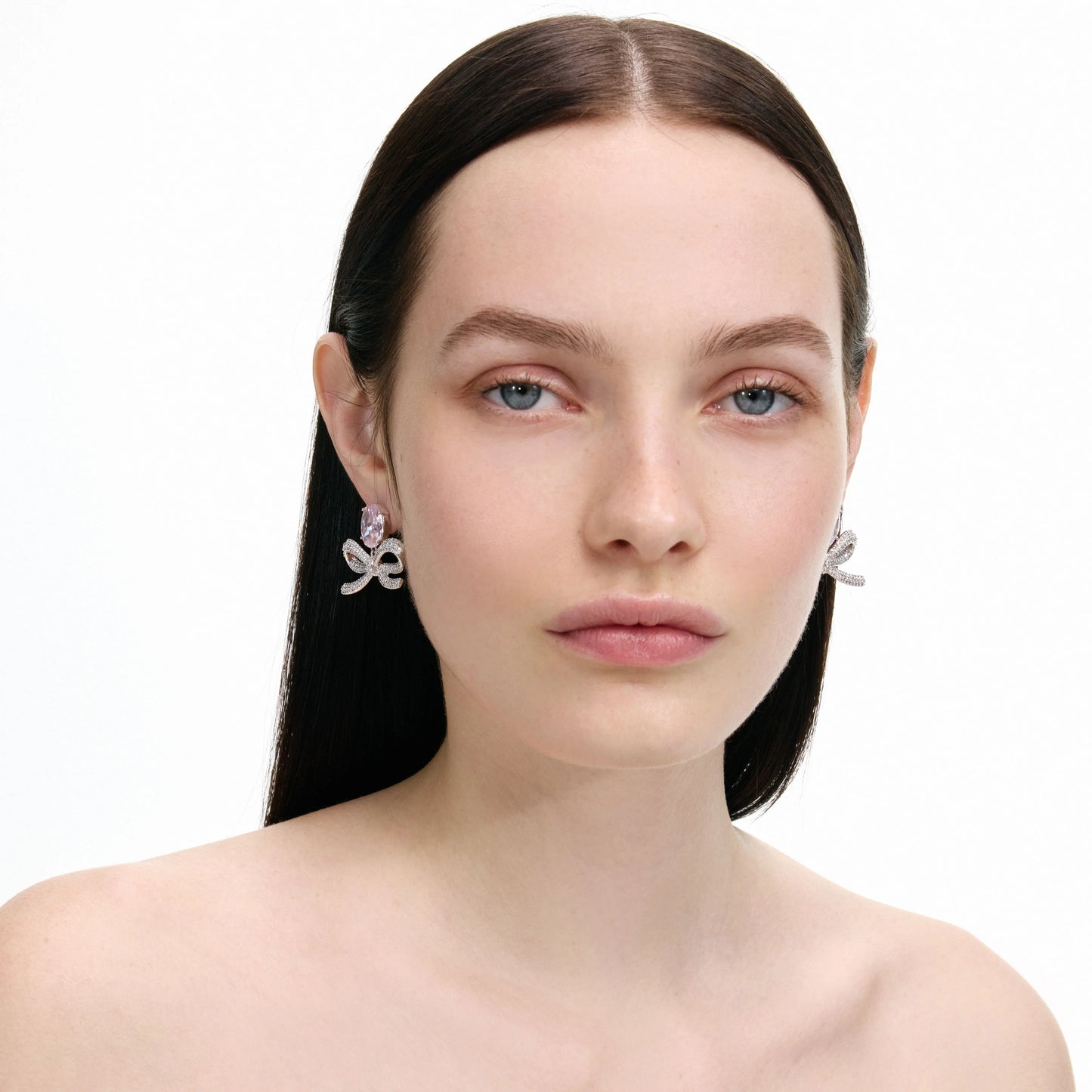 Pink Crystal Bow Earrings